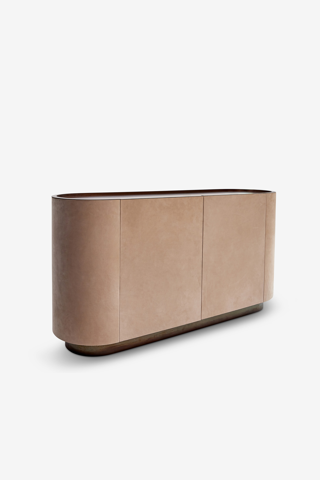MG305 credenza in leather oak and brass